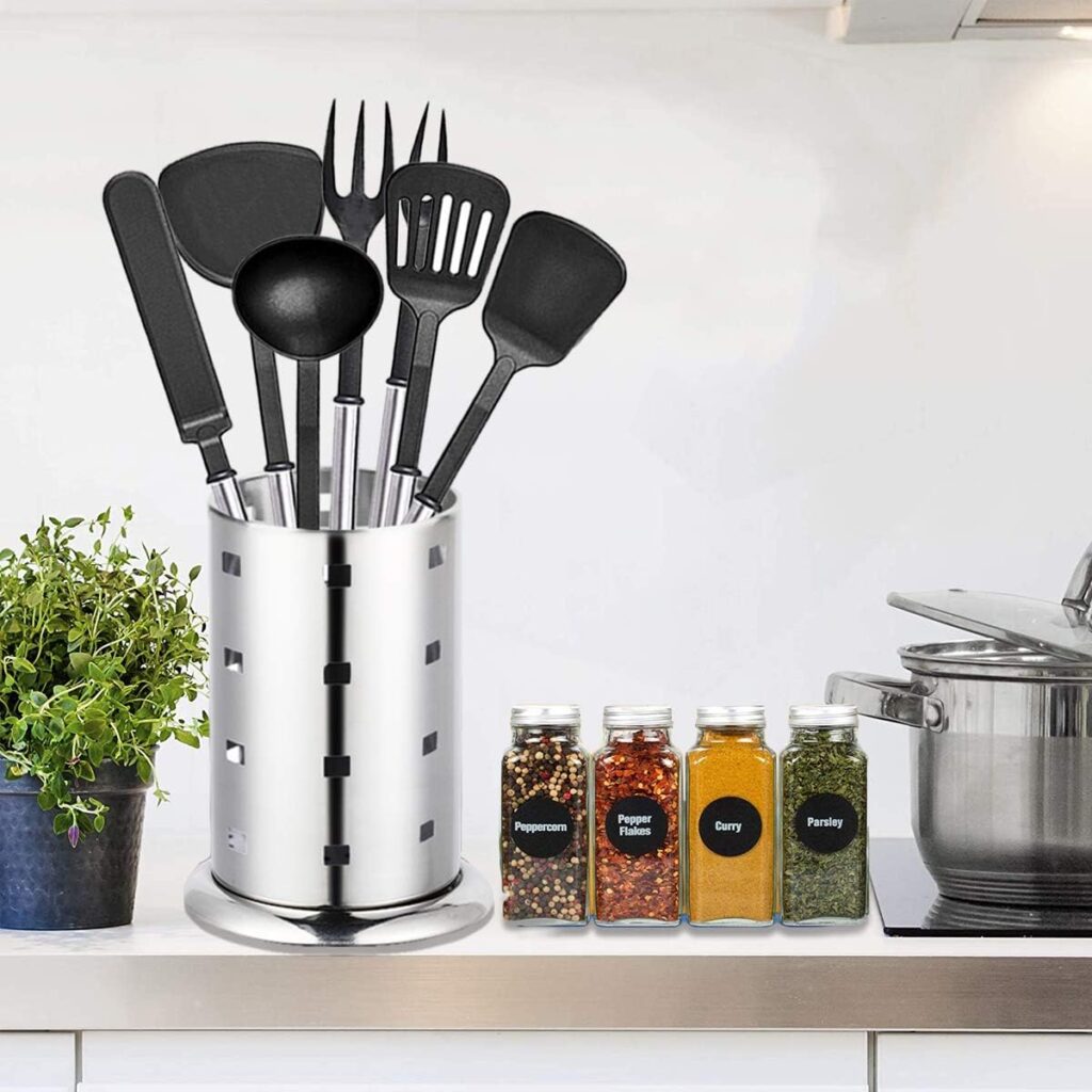 Artcome 50 Pcs Kitchen Utensils Set Nylon and Stainless Steel Cooking Utensils with Utensil Holder Spatula Spoon Tongs Whisk Cookware Set Kitchen Utensils Kitchen Accessories