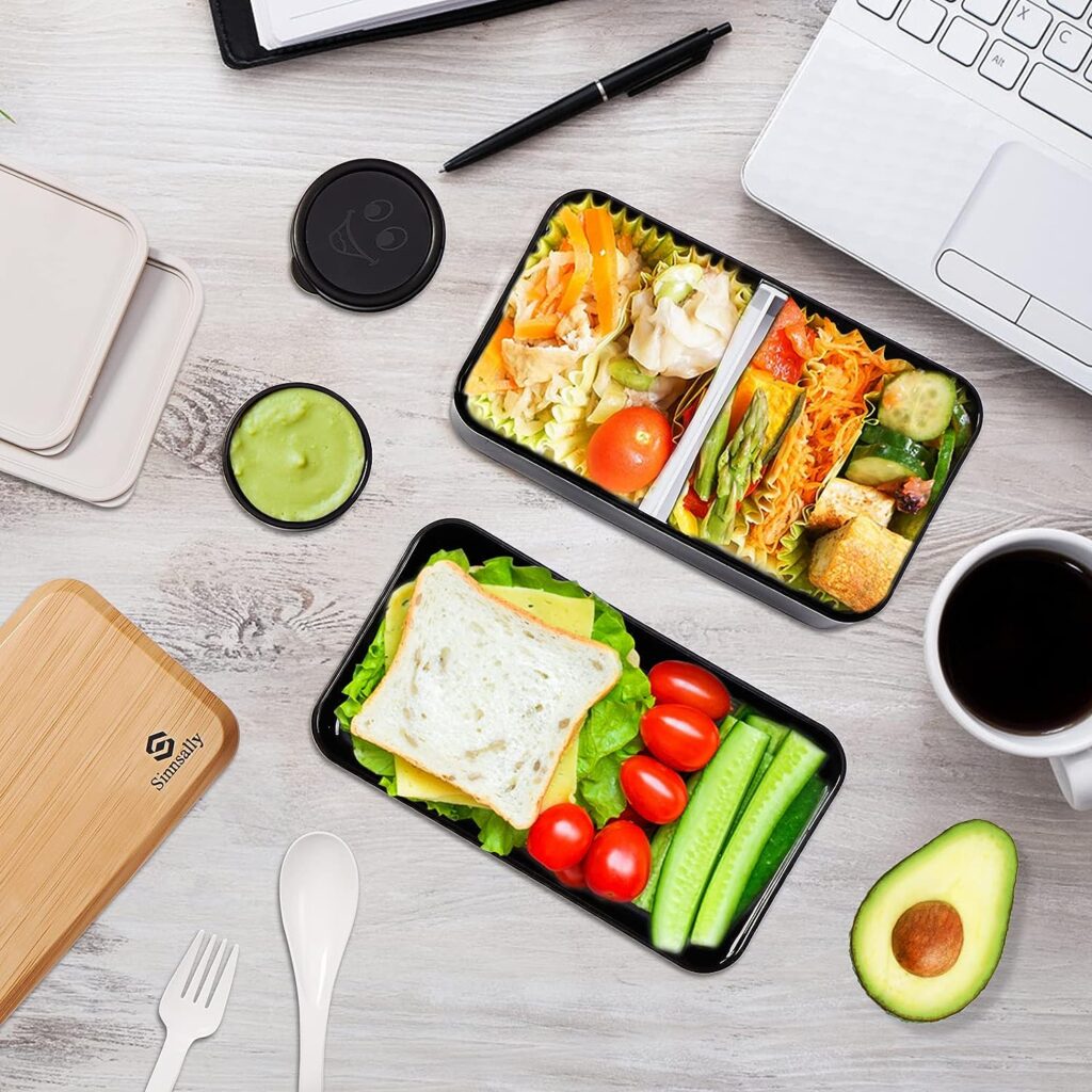 Bento Box, Japanese, Lunch Box with Compartments, Adult Lunch Box with Cutlery, Leak-Proof Lunch Box, Food Box with Dividers, Breakfast Box