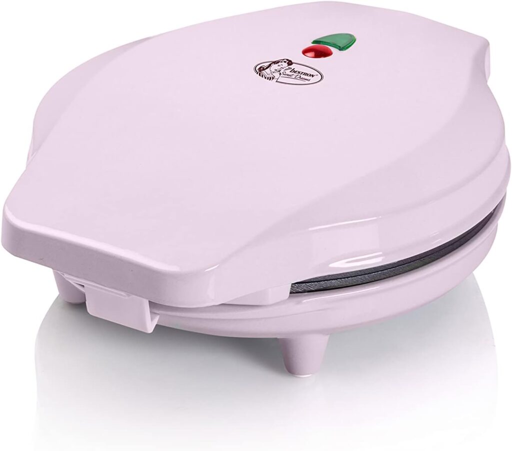 Bestron Animal Mini Cookie Maker Waffle Iron with Baking Light  Non-Stick Coating, 700 Watt, Pink