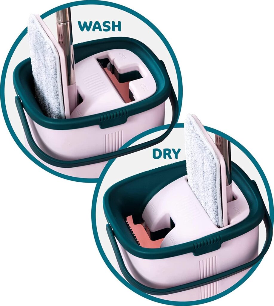 Floor Mop Set - Mobile Phone | Flat, Swivelling with Two Chambers Cleaning Bucket | Mop with Wring Function | Wet/Dry Cleaning | Suitable for All Floors | Wiper Set Handy and Compact