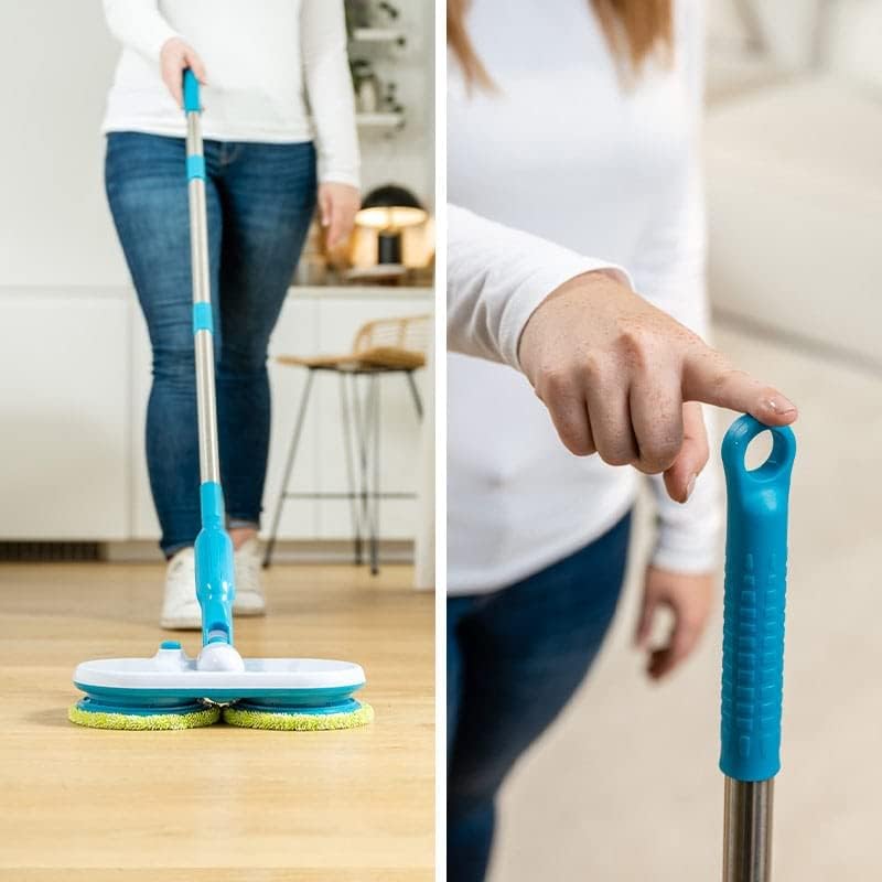 Hurricane Floating Mop Electric Floor Mop - Battery Mop for Effortless Wiping, Scrubbing and Polishing - Ultra Light Mop with 3 Different Microfibre Pads