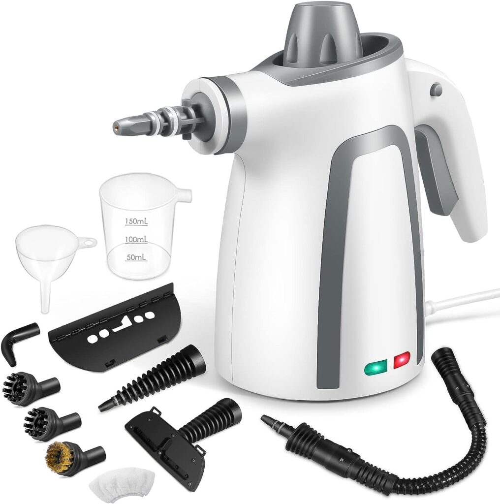 ÖRrnvte Pressure Standing Hand Steam Cleaner with 11 Accessories, 1050W Steam Cleaner, Home Use, for Cleaning Floors, Upholstery, Grout and Cars