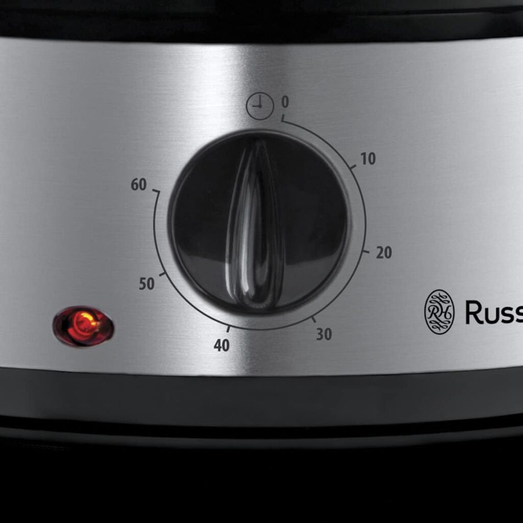 Russell Hobbs steam oven 9.0l (60 minute timer + automatic switch-off), 3 dishwasher-safe steam containers + rice bowl + 6 egg holders, BPA-free, steam cooker Cook @ Home 19270-56