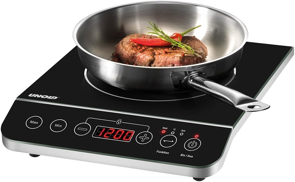 Unold Single Elegance Induction Cooker, 2000 W, Stainless Steel/Black