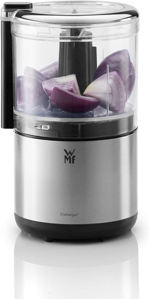 WMF KÜCHENminis Cromargan Matt Space-Saving Multi Chopper with One-Handed Operation and Removable Container (0.3L) 65 W