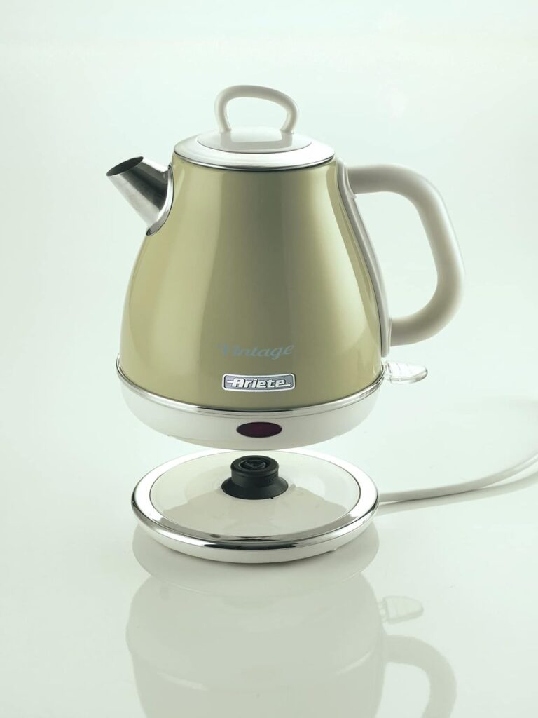 Ariete, 2868 Vintage Electric Design Stainless Steel Kettle for Infusion Drinks, Tea and Herbal Tea, Automatic Shut-Off Ergonomic Handle, 1 Litre, 1600 W, Beige