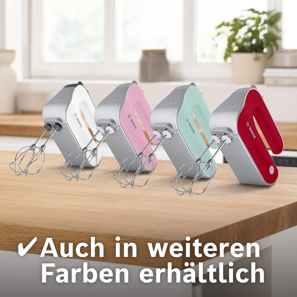 Bosch Handrührer HomeProfessional MFQ4885DE, 2 Rührbesen, 2 Edelstahl-Knethaken, Zerkleinerer, Pürierstab, Mixbecher, 575 W, schwarz