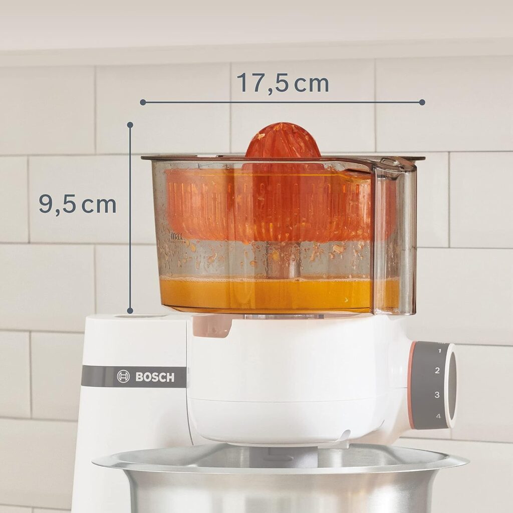 Bosch MUZ5ZP1 Citrus Fruit Juicer Transparent with Orange Juicing Implement Compatible with Bosch MUM5 Food Processor