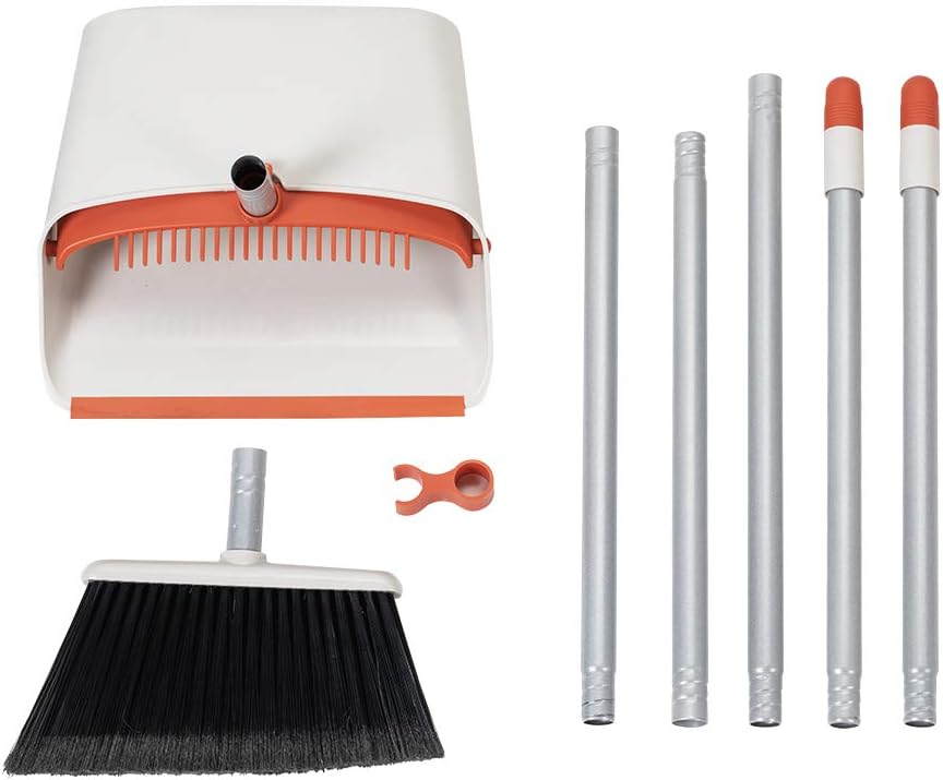 Jekayla Broom and Dustpan Set, Broom and Dustpan Combo with 137 cm Long Retractable Handle, for Household Cleaning