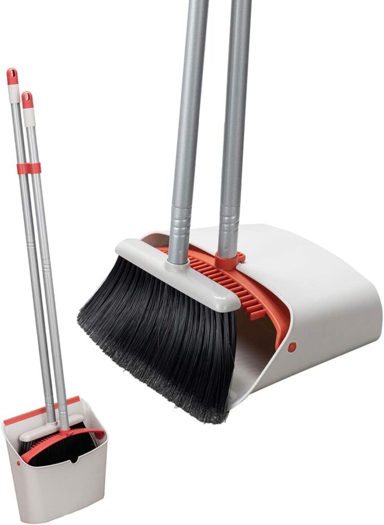 Jekayla Broom and Dustpan Set, Broom and Dustpan Combo with 137 cm Long Retractable Handle, for Household Cleaning