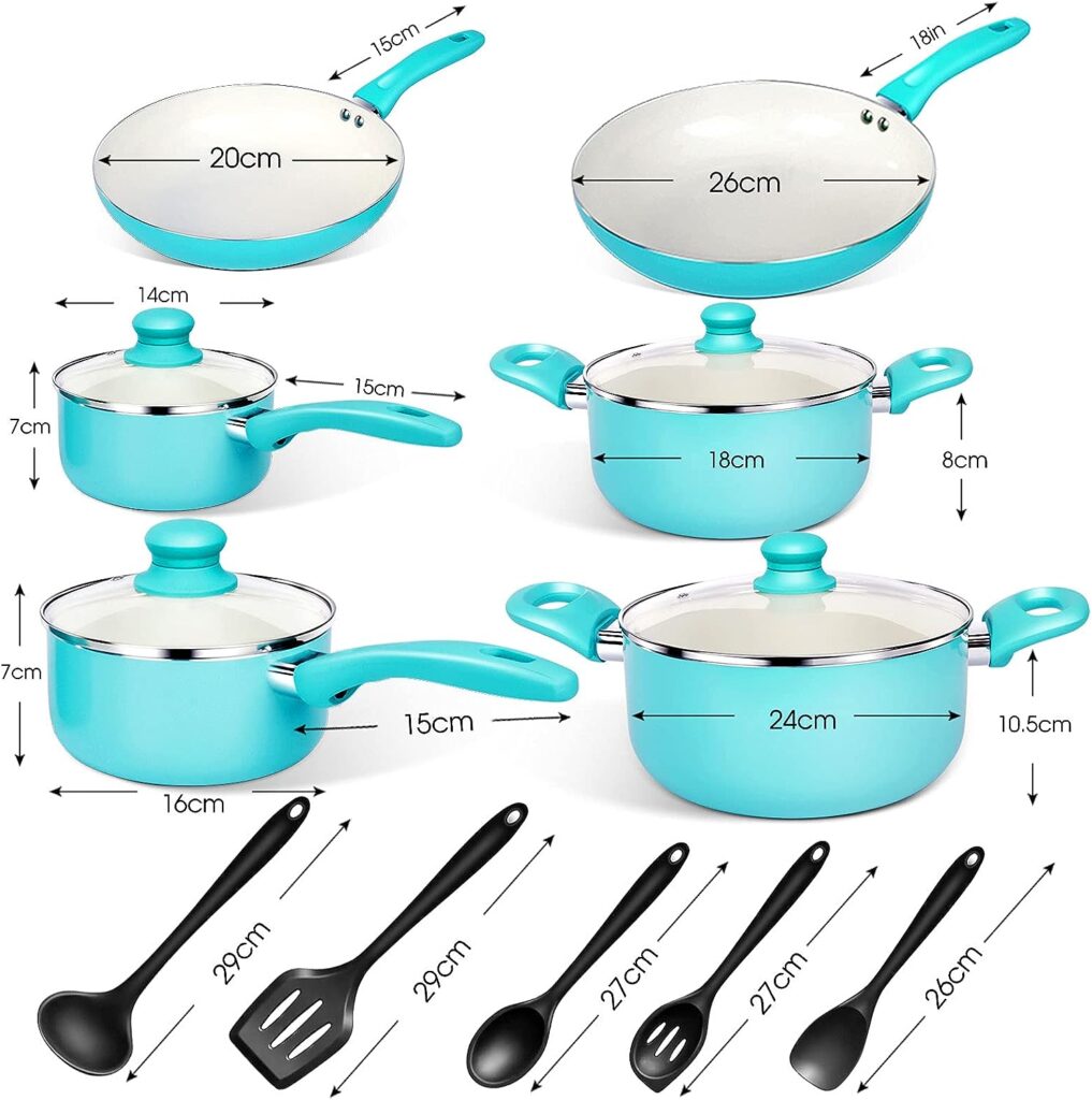 Masthome Non-Stick Cookware Set, 20 Pieces, Induction Pan Set with Lid, Aluminium Pots and Pans Including Frying Pans, Saucepan, Stockpot, Kitchen Utensils