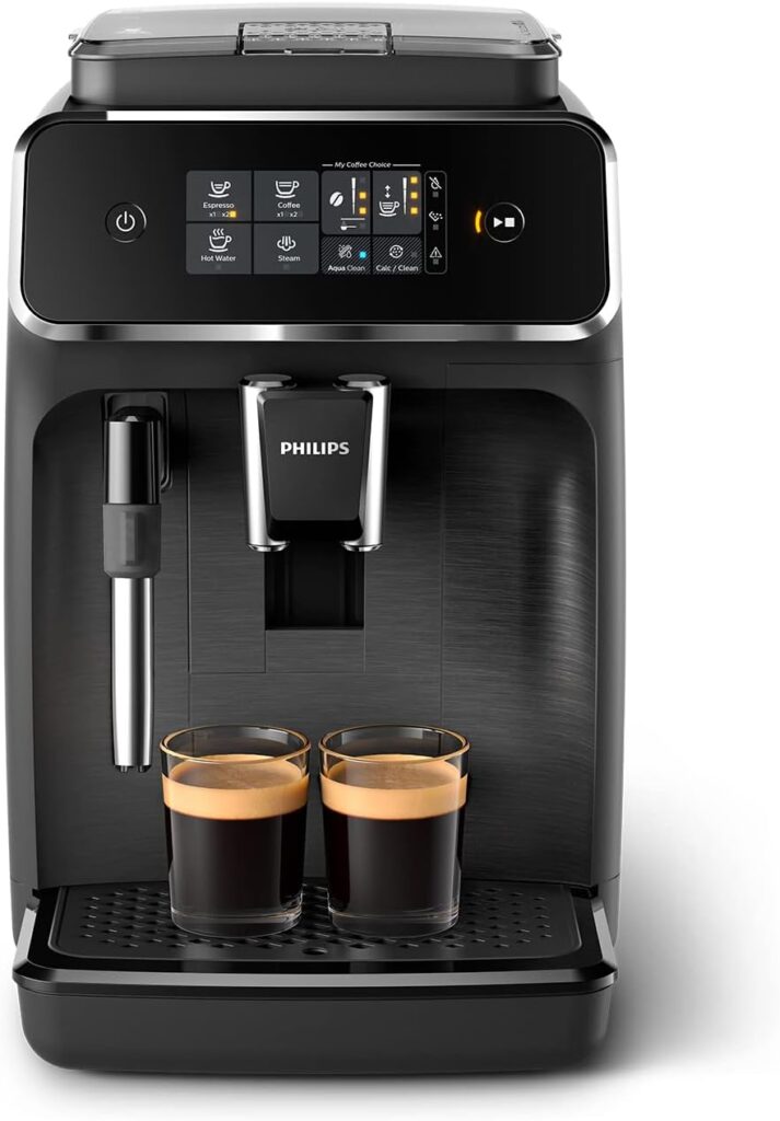 Philips 2200 Series EP2220/10 Fully Automatic Coffee Machine, 2 Coffee Specialities, Black/Brushed