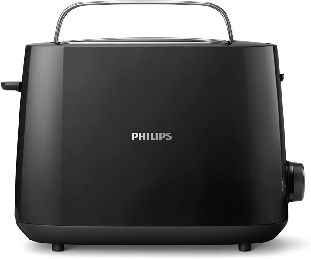 PHILIPS Toaster - 2 Toast Slots, 8 Levels, Bread Attachment, Defrost Function, Lift Function, Automatic Shut-Off, Black (HD2581/90)