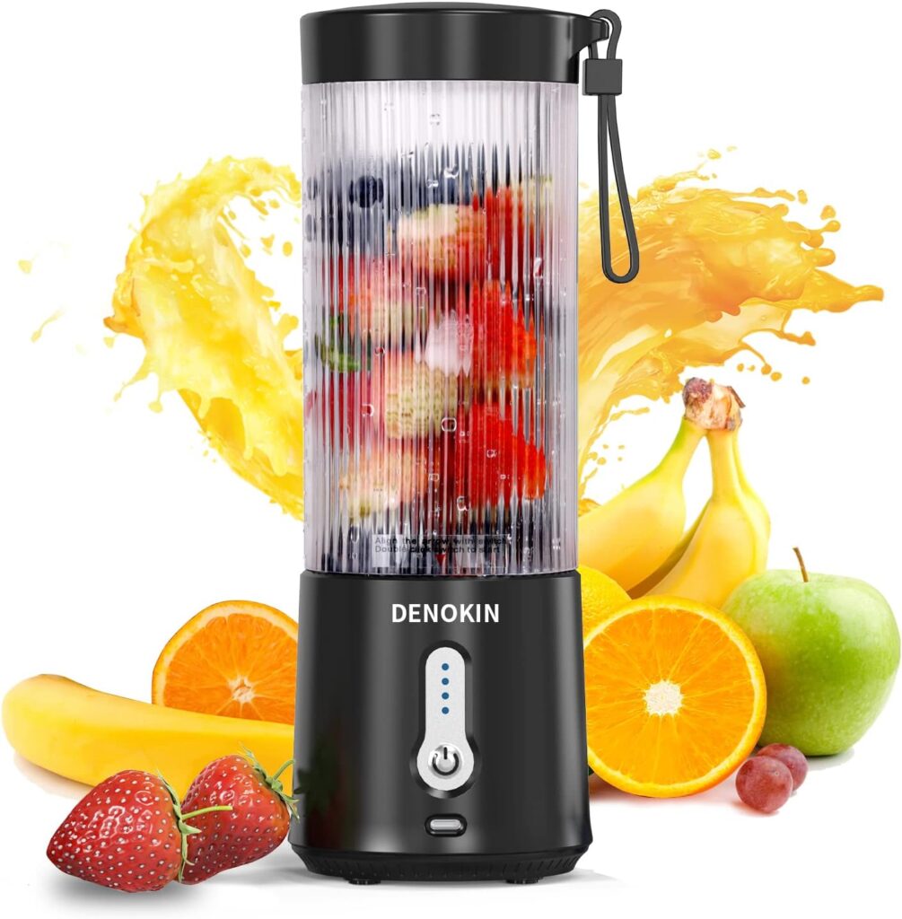 Portable Blender, Personal Blender for Smoothies and Shakes, USB Rechargeable Mini Juicer for Sports, Travel and Kitchen