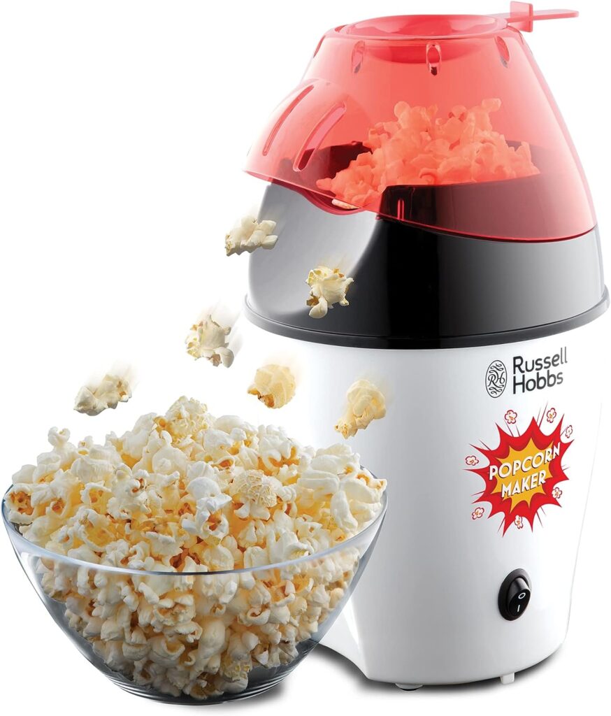 Russell Hobbs Popcorn Maker [Test Winner] Fiesta (Hot Air Popcorn Maker, Fat  Oil Free, incl. Corn Measuring Spoon, 1200W) 24630-56