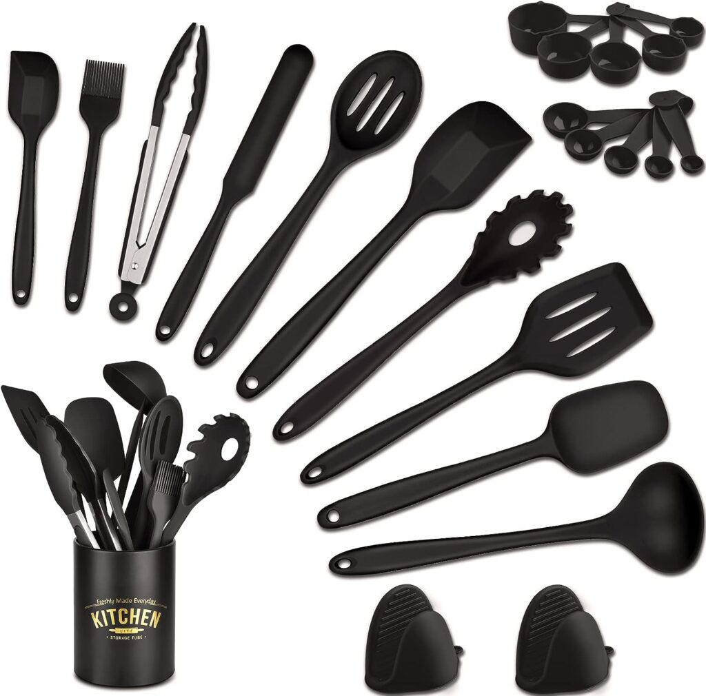 Silicone Cookware Kitchen Utensil Set Kitchen Utensils - 24 Pieces Silicone Heat Resistant Kitchen Utensil Spatula Non-Stick Silicone Spatula Cutlery Set