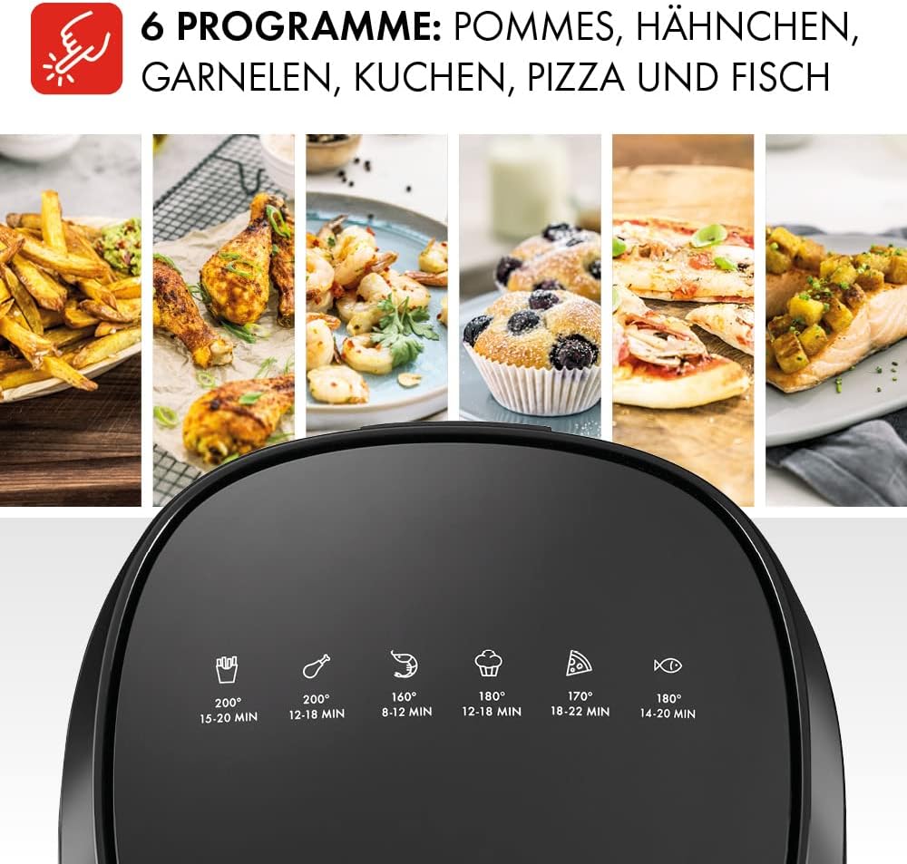 Zwilling Air Fryer, 4 L, 6 Programmes, 1,400 Watt Hot Air Fryer,, for Frying, Cooking and Baking without Fat, Includes Recipe Book (English Language not Guaranteed), Black