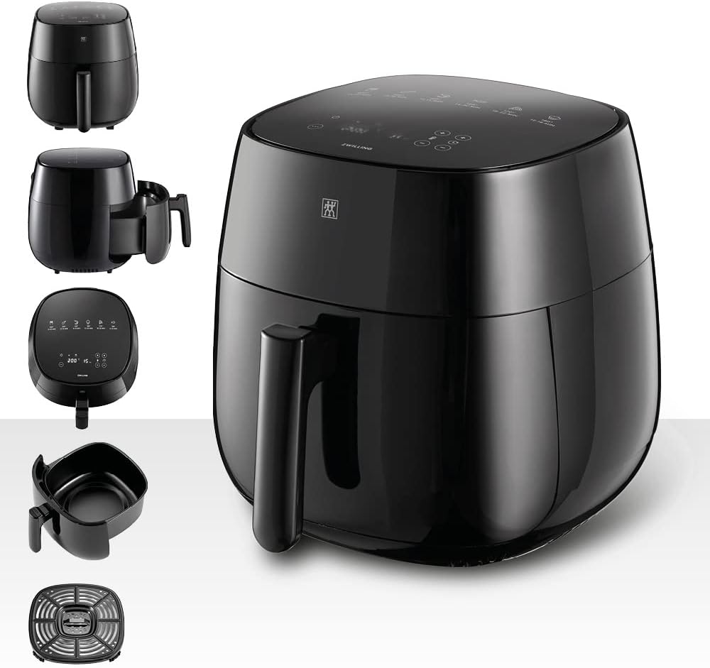 Zwilling Air Fryer, 4 L, 6 Programmes, 1,400 Watt Hot Air Fryer,, for Frying, Cooking and Baking without Fat, Includes Recipe Book (English Language not Guaranteed), Black